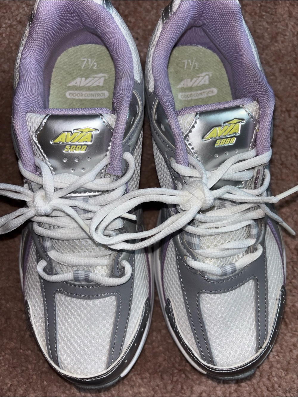 Avia Women's White, Gray & Lavender Athletic Walking Sneakers